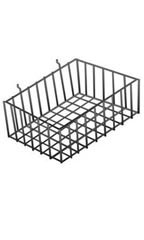 6 Slatwall Wire Baskets Black Grid Slat Wall Pegboard 24" x 12" x 4" Powder Coat 