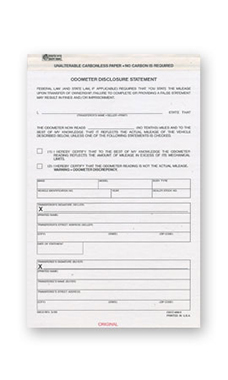 Federal odometer shop disclosure statement form