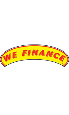 Arch Windshield Slogan Sticker - Red/Yellow - "We Finance"
