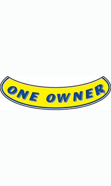 Smile Windshield Slogan Sticker - Blue/Yellow - "One Owner"
