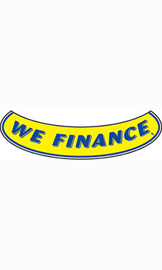 Smile Windshield Slogan Sticker - Blue/Yellow - "We Finance"