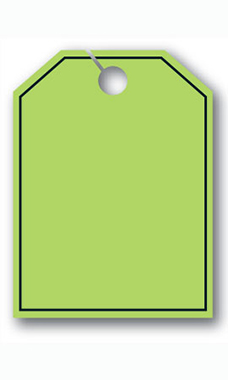 Mirror Hang Tags - Fluorescent Green - Blank with Border