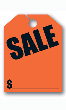 Mirror Hang Tags - Fluorescent Red - "Sale"
