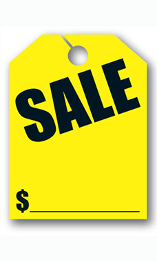 Mirror Hang Tags - Fluorescent Yellow - "Sale"