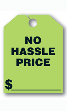 Mirror Hang Tags - Fluorescent Green - "No Hassle"