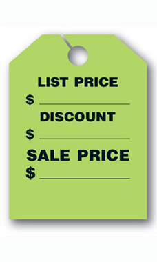 Mirror Hang Tags - Fluorescent Green - "List Price"