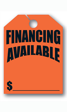Mirror Hang Tags - Fluorescent Red - "Financing Available"