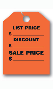 Mirror Hang Tags - Fluorescent Red - "List Price"