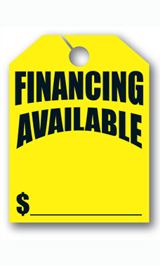 Mirror Hang Tags - Fluorescent Yellow - "Financing Available"