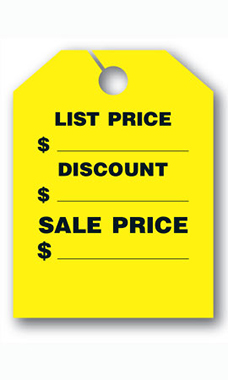 Mirror Hang Tags - Fluorescent Yellow - "List Price"