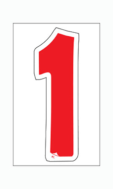 Die-Cut Window Numbers - Red - "1"