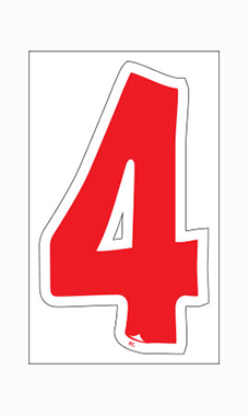 Die-Cut Window Numbers - Red - "4"