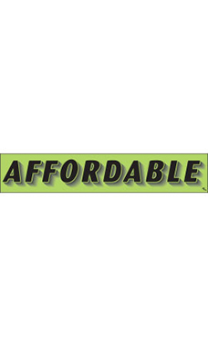 Rectangular Slogan Windshield Sticker - Green - "Affordable"
