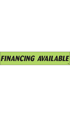 Rectangular Slogan Windshield Sticker - Green - "Financing Available"