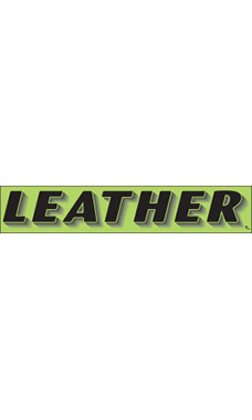 Rectangular Slogan Windshield Sticker - Green - "Leather"