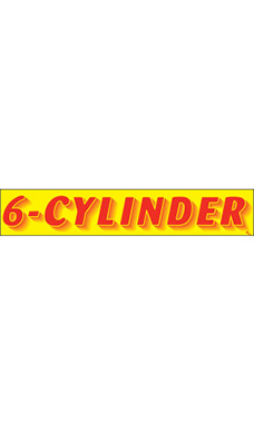 Rectangular Slogan Windshield Sticker - Red/Yellow - "6-Cylinder"
