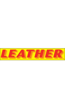 Rectangular Slogan Windshield Sticker - Red/Yellow - "Leather"
