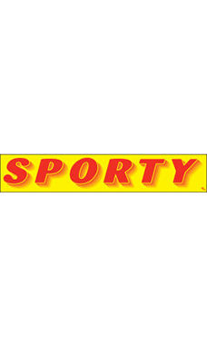 Rectangular Slogan Windshield Sticker - Red/Yellow - "Sporty"