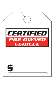 Special Event Mirror Hang Tags - Red/Black/White - "Certified Pre-Owned Vehicle"