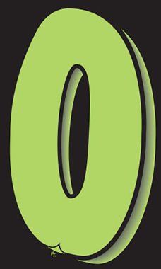 11 ½ inch Windshield Numbers And Symbols - Neon Green/Black - "0"
