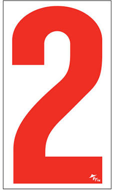 5 ½ inch Windshield Numbers And Symbols - Red/White - "2"