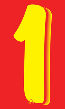 7 ½ inch Windshield Numbers And Symbols - Red/Yellow - "1"
