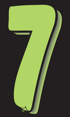 7 ½ inch Windshield Numbers And Symbols - Neon Green/Black - "7"