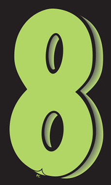 7 ½ inch Windshield Numbers And Symbols - Neon Green/Black - "8"