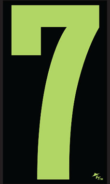 9 ½ inch Windshield Numbers And Symbols - Neon Green/Black - "7"
