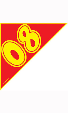 Corner Windshield Year Stickers - Red/Yellow - "08"