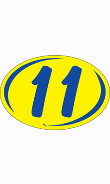 Oval 2-Digit Year Stickers - Blue/Yellow - "11"