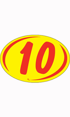 Oval 2-Digit Year Stickers - Red/Yellow - "10"