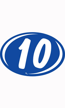 Oval 2-Digit Year Stickers - White/Blue - "10"