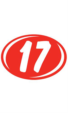 Oval 2-Digit Year Stickers- White/Red - "17"