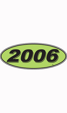 Oval Windshield Year Stickers - Black/Neon Green - "2006"