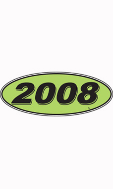 Oval Windshield Year Stickers - Black/Neon Green - "2008"