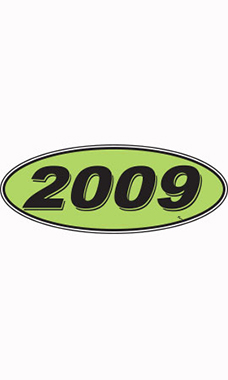 Oval Windshield Year Stickers - Black/Neon Green - "2009"