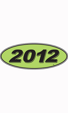 Oval Windshield Year Stickers - Black/Neon Green - "2012"