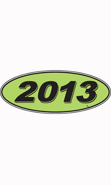 Oval Windshield Year Stickers - Black/Neon Green - "2013"
