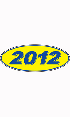 Oval Windshield Year Stickers - Blue/Yellow - "2012"
