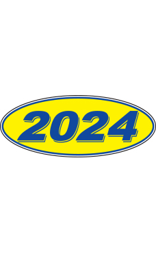 Oval Windshield Year Stickers Blue Yellow 2024   03124 L 