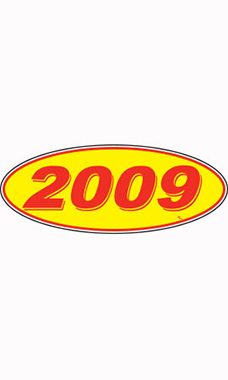 Oval Windshield Year Stickers - Red/Yellow - "2009"