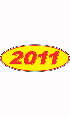 Oval Windshield Year Stickers - Red/Yellow - "2011"