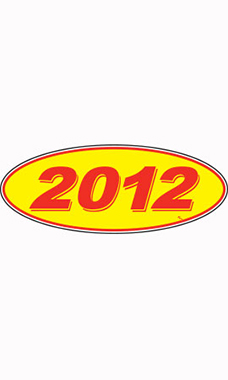 Oval Windshield Year Stickers - Red/Yellow - "2012"