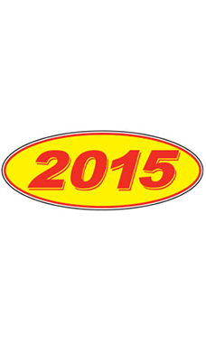 Oval Windshield Year Stickers - Red/Yellow - "2015"
