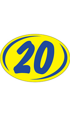Oval 2-Digit Year Stickers Blue/Yellow - "20"