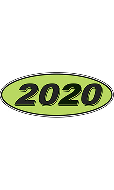 Oval Windshield Year Stickers - Black/Neon Green - "2020"