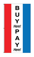 Small Vertical Stripe Message Flag - "Buy Here Pay Here"