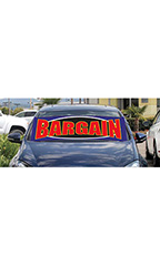 Windshield Banner With Bungee Cord - "Bargain"