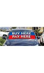 Windshield Banner With Bungee Cord - "Buy Here Pay Here"